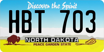 ND license plate HBT703