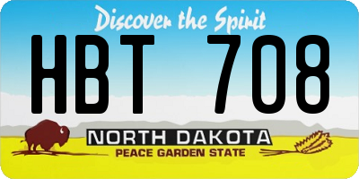 ND license plate HBT708