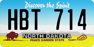 ND license plate HBT714