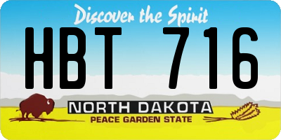 ND license plate HBT716