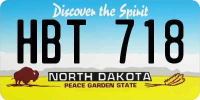 ND license plate HBT718