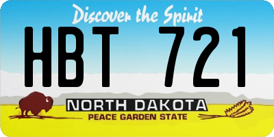 ND license plate HBT721