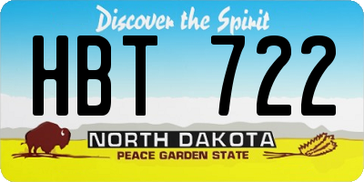 ND license plate HBT722