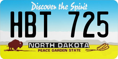 ND license plate HBT725