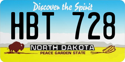 ND license plate HBT728