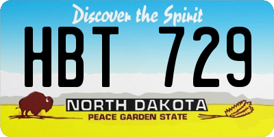 ND license plate HBT729