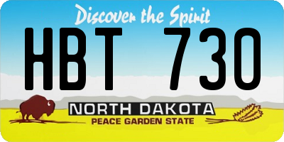 ND license plate HBT730