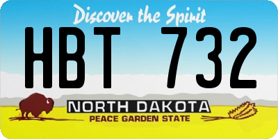 ND license plate HBT732