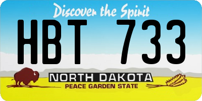 ND license plate HBT733