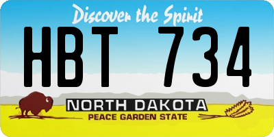 ND license plate HBT734