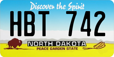 ND license plate HBT742