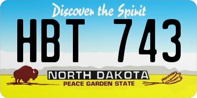 ND license plate HBT743