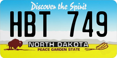 ND license plate HBT749
