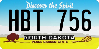 ND license plate HBT756