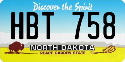 ND license plate HBT758