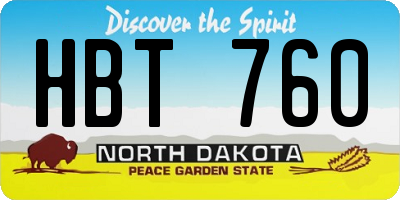 ND license plate HBT760