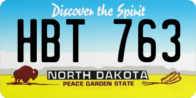 ND license plate HBT763
