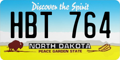 ND license plate HBT764