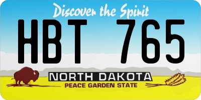 ND license plate HBT765