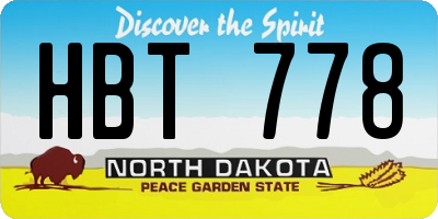 ND license plate HBT778