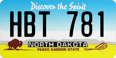 ND license plate HBT781