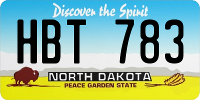 ND license plate HBT783