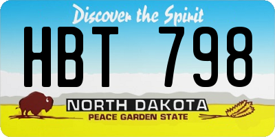 ND license plate HBT798