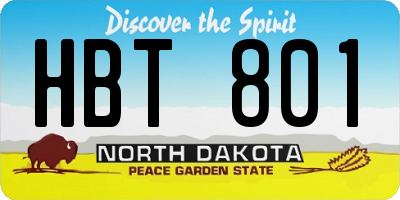 ND license plate HBT801