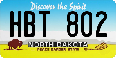 ND license plate HBT802