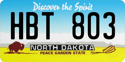 ND license plate HBT803