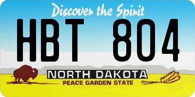 ND license plate HBT804