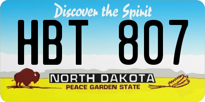 ND license plate HBT807