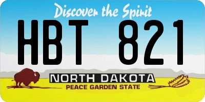 ND license plate HBT821