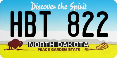 ND license plate HBT822