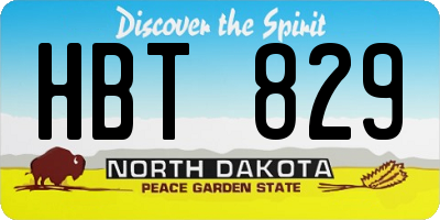 ND license plate HBT829