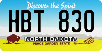 ND license plate HBT830