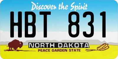 ND license plate HBT831