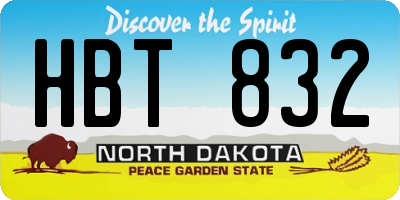 ND license plate HBT832