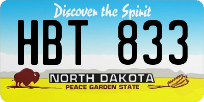 ND license plate HBT833