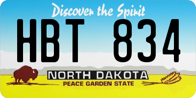 ND license plate HBT834