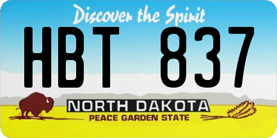 ND license plate HBT837