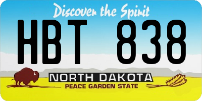 ND license plate HBT838