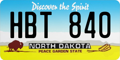 ND license plate HBT840