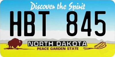 ND license plate HBT845