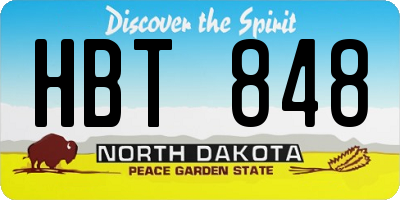 ND license plate HBT848