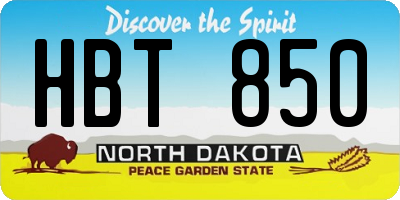 ND license plate HBT850