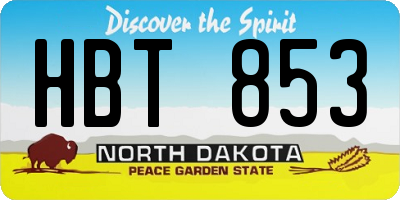 ND license plate HBT853