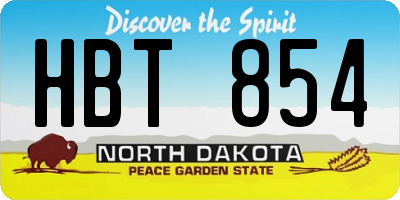 ND license plate HBT854