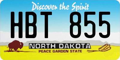 ND license plate HBT855