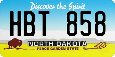 ND license plate HBT858